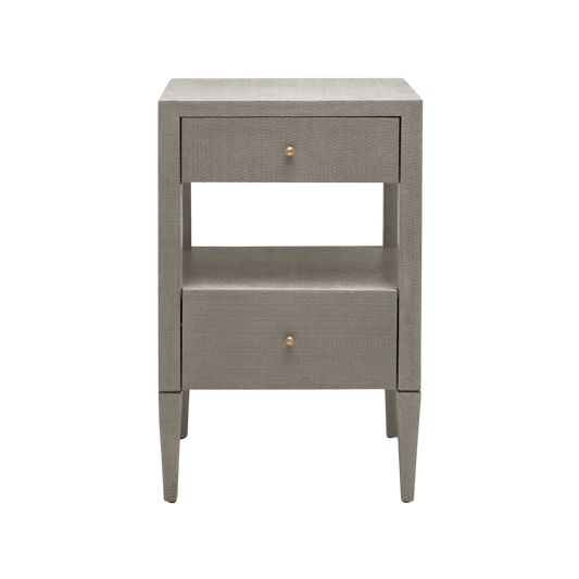 Gray Raffia Nightstand- Small