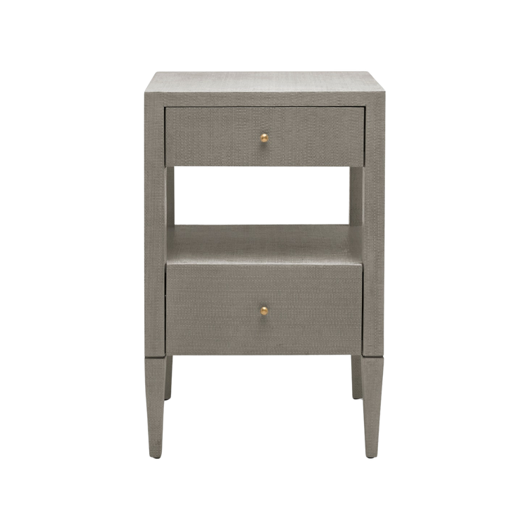 Gray Raffia Nightstand- Small