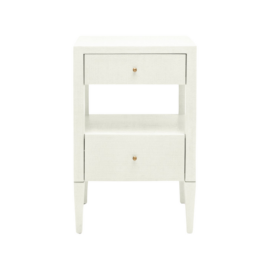 White Raffia Nightstand- Small