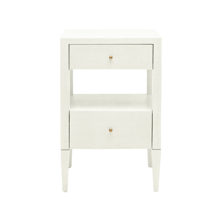 White Raffia Nightstand- Small