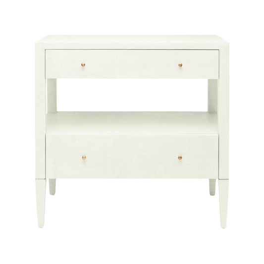 White Raffia Nightstand- Large