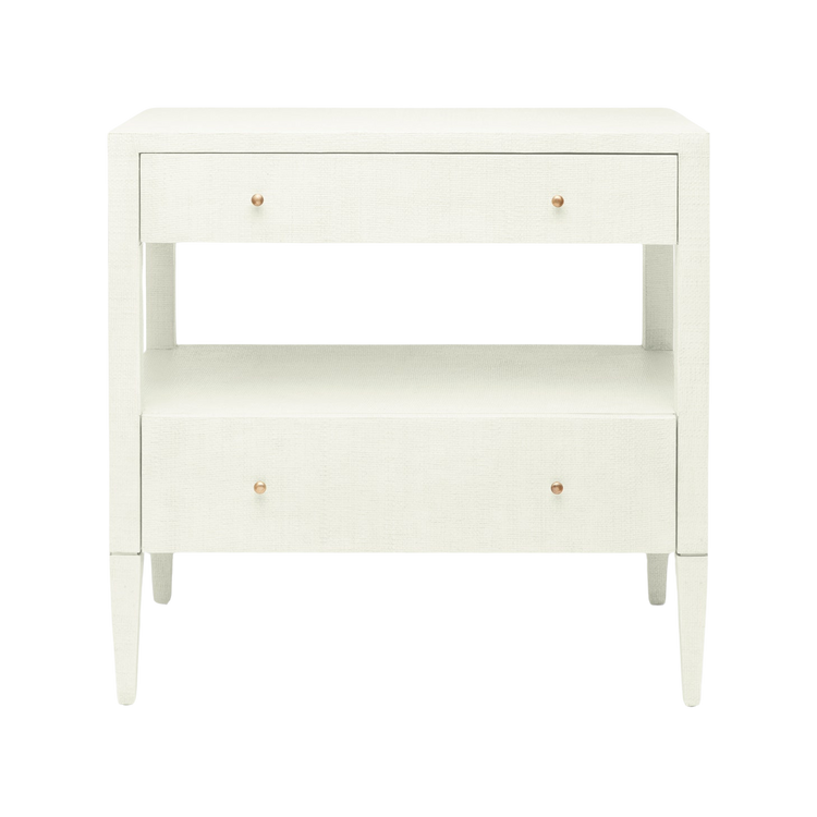 White Raffia Nightstand- Large