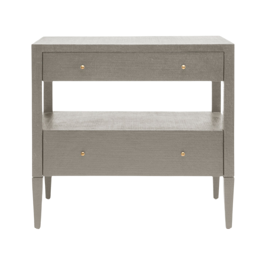 Gray Raffia Nightstand- Large